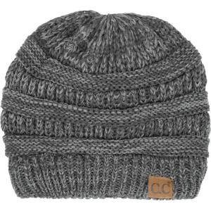 imageCC Exclusives Cable Knit Beanie6242 Dk Gray  Lt Gray