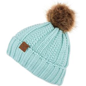 imageCC Exclusives Fuzzy Lined Knit Fur Pom Beanie Hat YJ820Mint