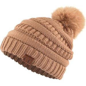 imageCC Hatsandscarf Exclusives Unisex Solid Ribbed Beanie with Pom HAT43Anude