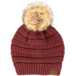 imageCC Hatsandscarf Exclusives Unisex Solid Ribbed Beanie with Pom HAT43Monaco