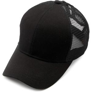 imageCC Hatsandscarf Ponytail caps Messy Buns Trucker Plain Baseball Cap BT6Black