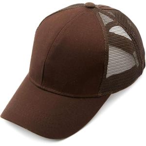 imageCC Hatsandscarf Ponytail caps Messy Buns Trucker Plain Baseball Cap BT6Brown