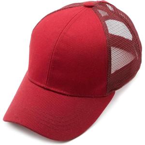 imageCC Hatsandscarf Ponytail caps Messy Buns Trucker Plain Baseball Cap BT6Burgundy