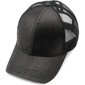 imageCC Hatsandscarf Ponytail caps Messy Buns Trucker Plain Baseball Cap BT6Glitterblack