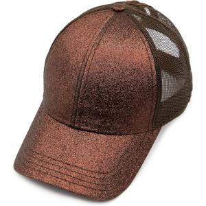 imageCC Hatsandscarf Ponytail caps Messy Buns Trucker Plain Baseball Cap BT6Glitterbronze
