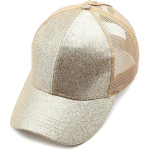 imageCC Hatsandscarf Ponytail caps Messy Buns Trucker Plain Baseball Cap BT6Glittergold