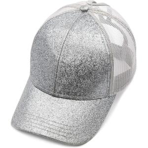 imageCC Hatsandscarf Ponytail caps Messy Buns Trucker Plain Baseball Cap BT6Glittergrey