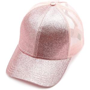 imageCC Hatsandscarf Ponytail caps Messy Buns Trucker Plain Baseball Cap BT6Glitterpink