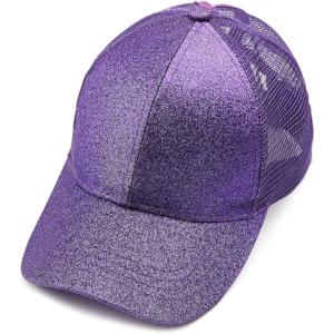 imageCC Hatsandscarf Ponytail caps Messy Buns Trucker Plain Baseball Cap BT6Glitterpurple