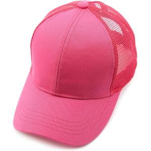 imageCC Hatsandscarf Ponytail caps Messy Buns Trucker Plain Baseball Cap BT6Hot Pink