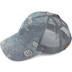 imageCC Hatsandscarf Ponytail caps Messy Buns Trucker Plain Baseball Cap BT8 Vintage Denim