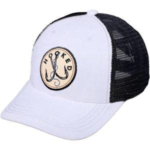 imageCC Mens Embroidered Patch Trucker Mesh Back Adjustable Snapback Baseball CapHooked  White