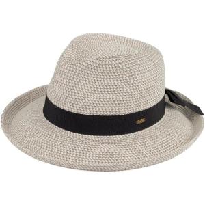 imageCC Panama Sun Hat  Rolled Edge Fedora Style with Trim Band ampamp UPF 50 UV ProtectionGrey Multi