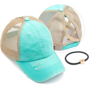 imageCC Ponycap Messy High Bun Ponytail Adjustable Glitter Mesh Trucker Baseball CapMint