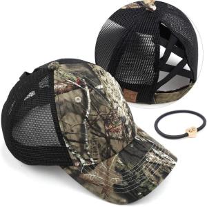 imageCC Ponycap Messy High Bun Ponytail Adjustable Glitter Mesh Trucker Baseball CapMossyoak