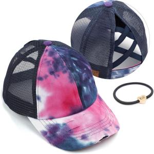imageCC Ponycap Messy High Bun Ponytail Adjustable Glitter Mesh Trucker Baseball CapNavy  Mesh