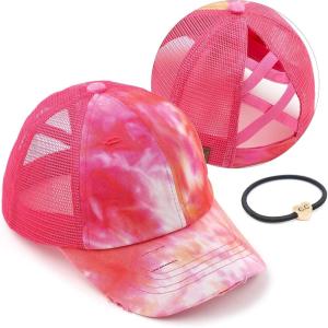 imageCC Ponycap Messy High Bun Ponytail Adjustable Glitter Mesh Trucker Baseball CapOrange  Mesh