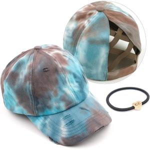imageCC Ponycap Messy High Bun Ponytail Adjustable Glitter Mesh Trucker Baseball CapTie Dyebrown