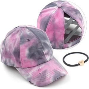 imageCC Ponycap Messy High Bun Ponytail Adjustable Glitter Mesh Trucker Baseball CapTie Dyegrey