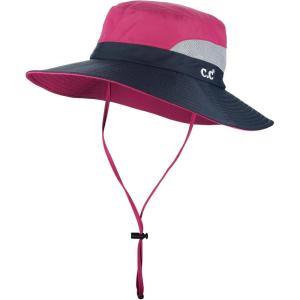 imageCC Safari Sun Hat Wide Brim Hat with Ponytail Hole Packable UPF 50 for Hiking CampingNavyHot Pink