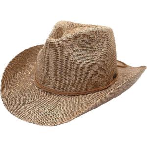 imageCC Sparkly Sequin Cowboy Hat with Suede String TrimBeige