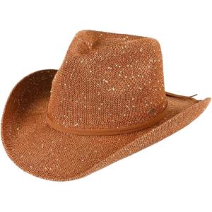 imageCC Sparkly Sequin Cowboy Hat with Suede String TrimBurnt Orange