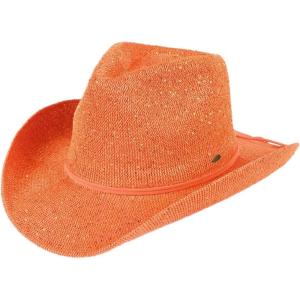 imageCC Sparkly Sequin Cowboy Hat with Suede String TrimOrange