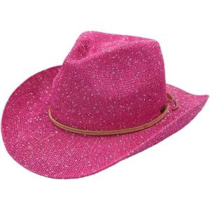imageCC Sparkly Sequin Cowboy Hat with Suede String TrimPink