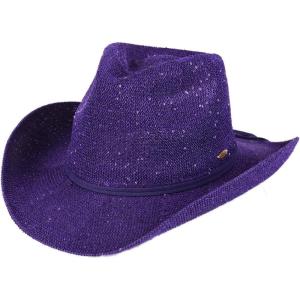 imageCC Sparkly Sequin Cowboy Hat with Suede String TrimPurple