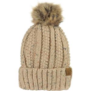 imageCC Thick Cable Knit Faux Fuzzy Fur Pom Fleece Lined Skull Cap Cuff BeanieConfetti Latte