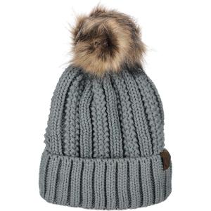 imageCC Thick Cable Knit Faux Fuzzy Fur Pom Fleece Lined Skull Cap Cuff BeanieNatural Gray