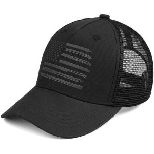imageCC Trucker Hat  American Flag Mesh Back Cap for Unisex Adjustable Snapback Laser Print Patriotic Baseball CapBlack  Black
