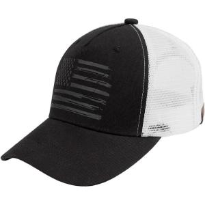 imageCC Trucker Hat  American Flag Mesh Back Cap for Unisex Adjustable Snapback Laser Print Patriotic Baseball CapBlack  White