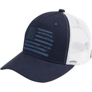 imageCC Trucker Hat  American Flag Mesh Back Cap for Unisex Adjustable Snapback Laser Print Patriotic Baseball CapNavy  White