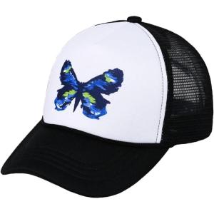 imageCC Trucker Mesh Adjustable Snapback Baseball CapAbstract Blue Butterfly  Black