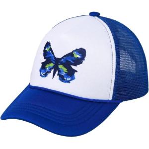 imageCC Trucker Mesh Adjustable Snapback Baseball CapAbstract Blue Butterfly  Royal