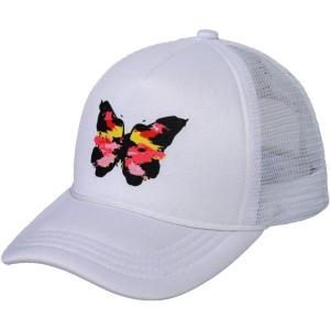 imageCC Trucker Mesh Adjustable Snapback Baseball CapAbstract Pink Butterfly  White