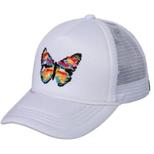 imageCC Trucker Mesh Adjustable Snapback Baseball CapAbstract Vivid Butterfly  White