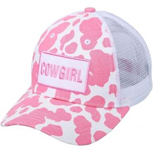 imageCC Unisex Adjustable Trucker Baseball Cap HatCow Pattern  Pink