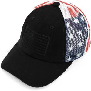 imageCC Unisex Adjustable Trucker Baseball Cap HatPrinted American Flag  Black