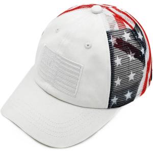 imageCC Unisex Adjustable Trucker Baseball Cap HatPrinted American Flag  White