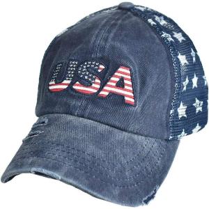 imageCC Unisex Adjustable Trucker Baseball Cap HatUsa Flag Colors