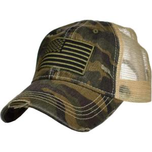 imageCC Unisex Adjustable Trucker Baseball Cap HatUsa Flag Olive