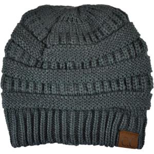 imageCC Unisex Chunky Soft Stretch Cable Knit Warm Fuzzy Lined Skully BeanieTeal Gray