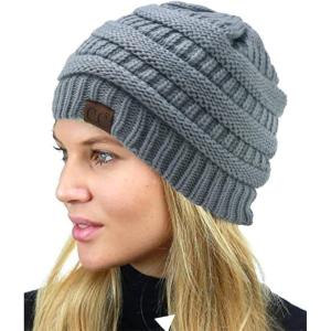 imageCC Unisex Chunky Soft Stretch Cable Knit Warm Fuzzy Lined Skully BeanieWinter Mint