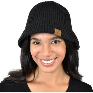imageCC Unisex Winter Cable Knit Packable Vintage Cloche Bucket HatBlack