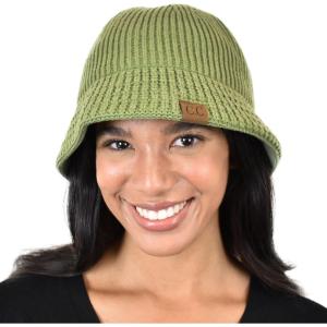 imageCC Unisex Winter Cable Knit Packable Vintage Cloche Bucket HatDark Grass