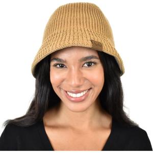 imageCC Unisex Winter Cable Knit Packable Vintage Cloche Bucket HatDark Nude