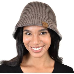 imageCC Unisex Winter Cable Knit Packable Vintage Cloche Bucket HatEarth Gray