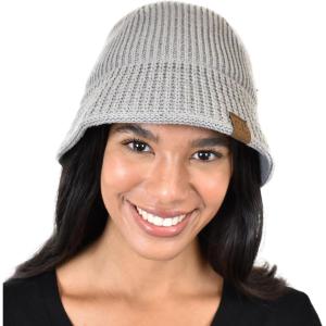 imageCC Unisex Winter Cable Knit Packable Vintage Cloche Bucket HatLight Melange Gray